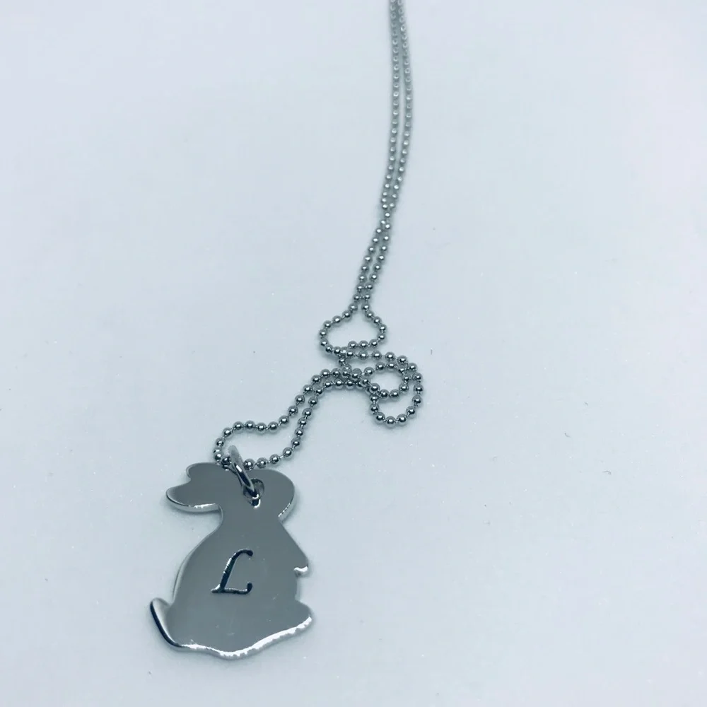 Sterling Silver Personalized Initial Rabbit Necklace